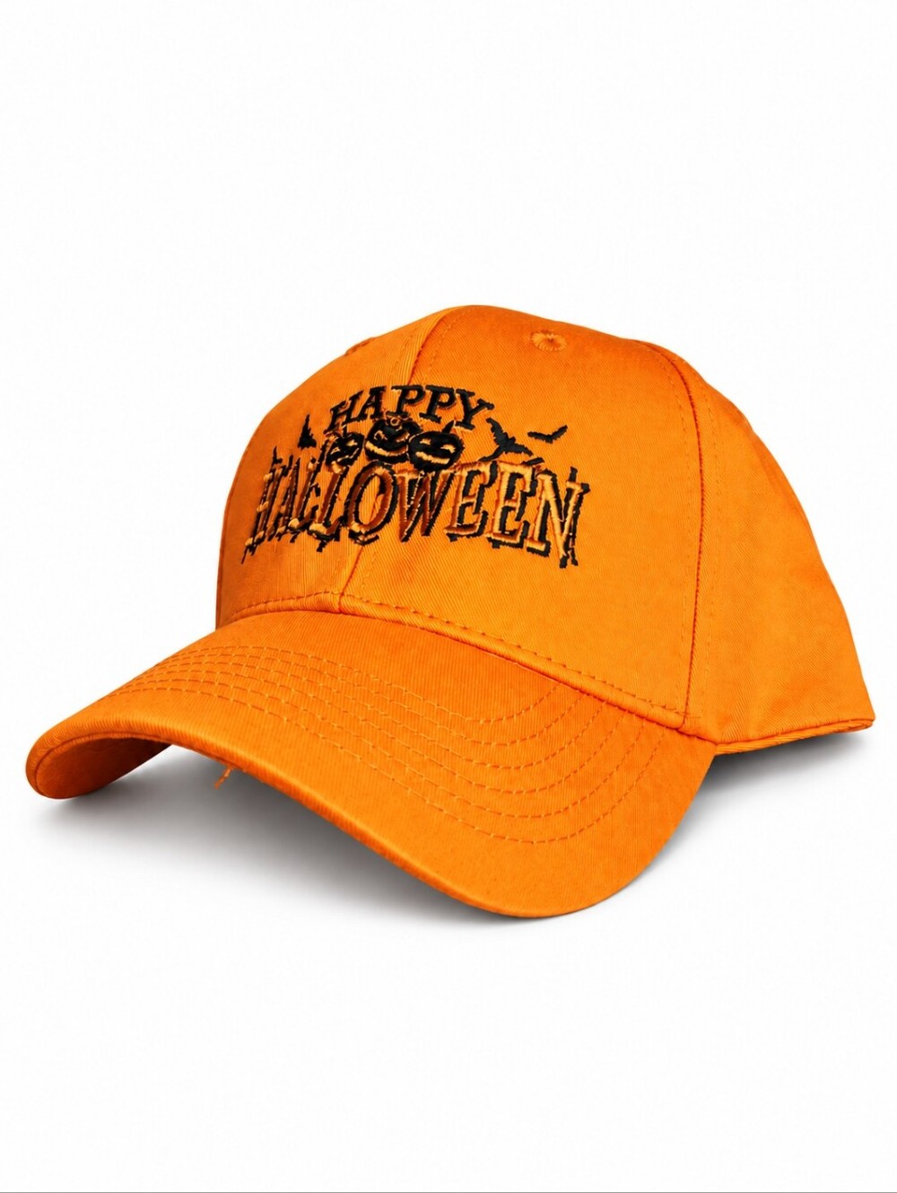 Happy Halloween Orange Embroidered Baseball Cap Hat One Size NWT